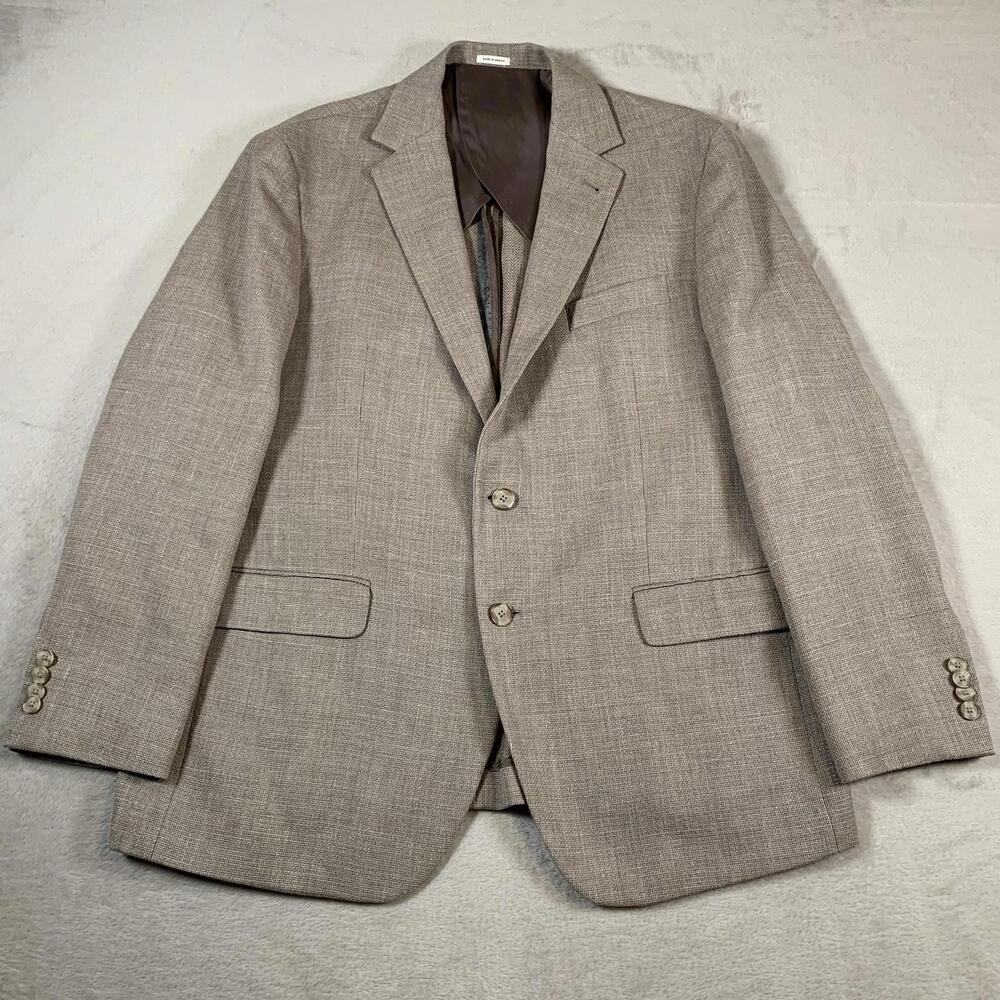 Joseph Abboud Men’s 44R Blazer Tan Wool Silk Linen Blend Sport‎ Coat Two Button